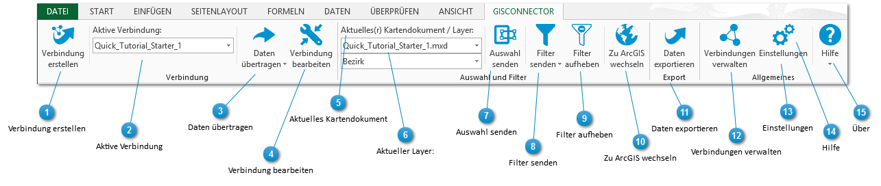 Excel-Registerkarte "GISconnector"